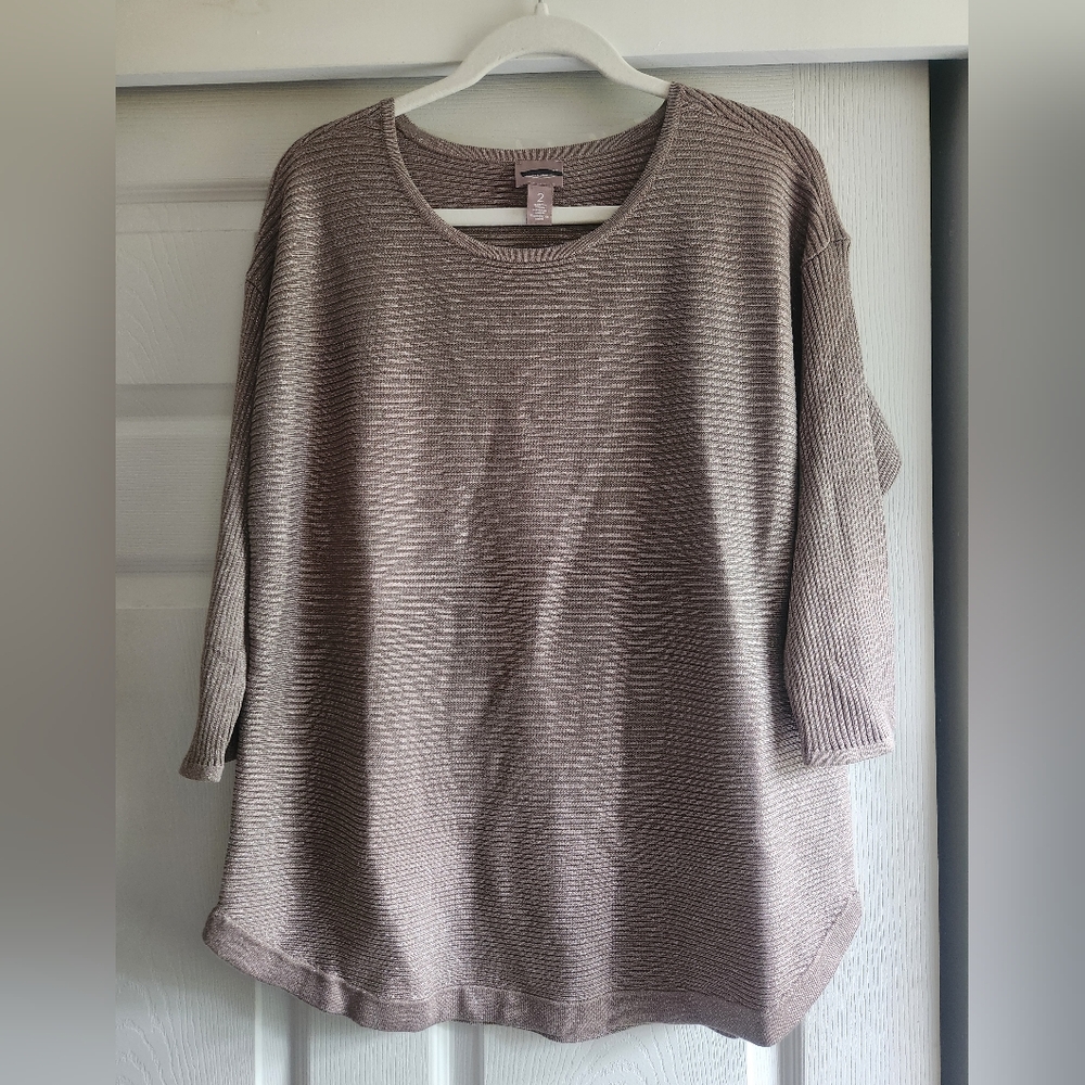 Chico's Taupe Scoop Neck Sweater